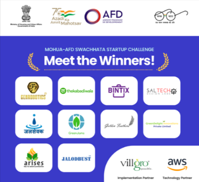 Swachhata Startup Challenge Winners Receive Rs. 25 Lakhs Grant From MoHUA and AFD