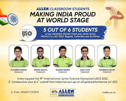 5 ALLEN Students Wins Gold Medals in International Junior Science Olympiad (IJSO)