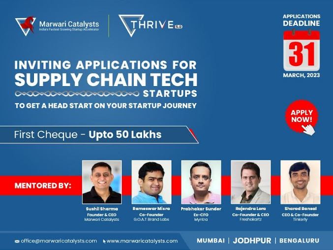 Marwari Catalysts Invites Supply Chain Tech Startups For Its Accelerator Programme - Thrive