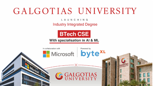 गलगोटियास विश्वविद्यालय ने Microsoft के सहयोग और byteXL द्वारा संचालित उद्योग-एकीकृत AI एवं ML डिग्री का शुभारंभ किया