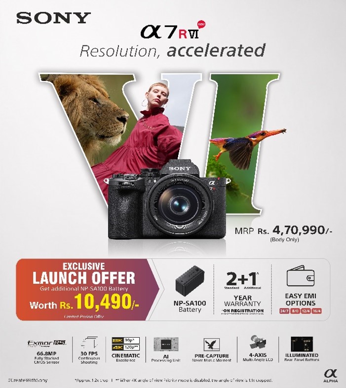 Sony India Expands its Premium Alpha Line-up with the New Alpha 7R VI